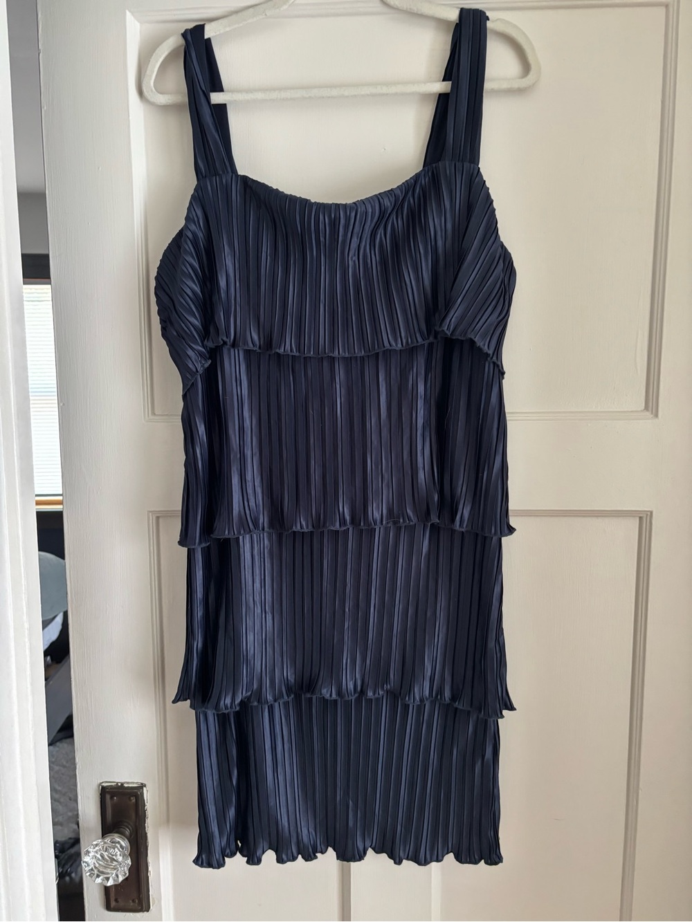 DKNY Navy Tiered Pleated Mini Dress